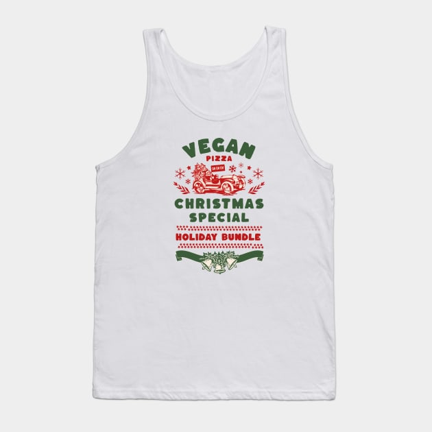 Vegan Pizza Christmas Special, Vegan Christmas 2023 Tank Top by KindWanderer